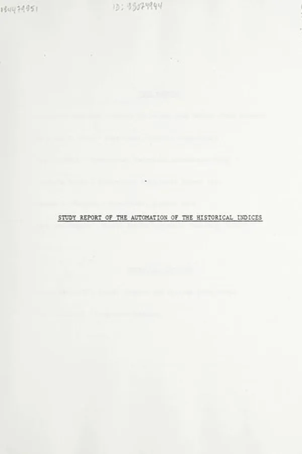 Capa de A study of the historical indices automation criterions