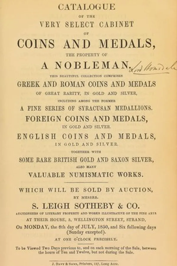Capa de Catalogue of the very select cabinet of coins and medals, the property of a nobleman, [Lord Holmesdale] ...