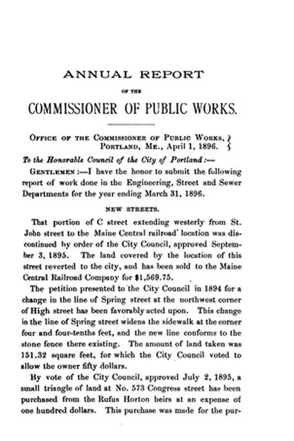 Capa de Annual Report of the Commissioner of Public Works