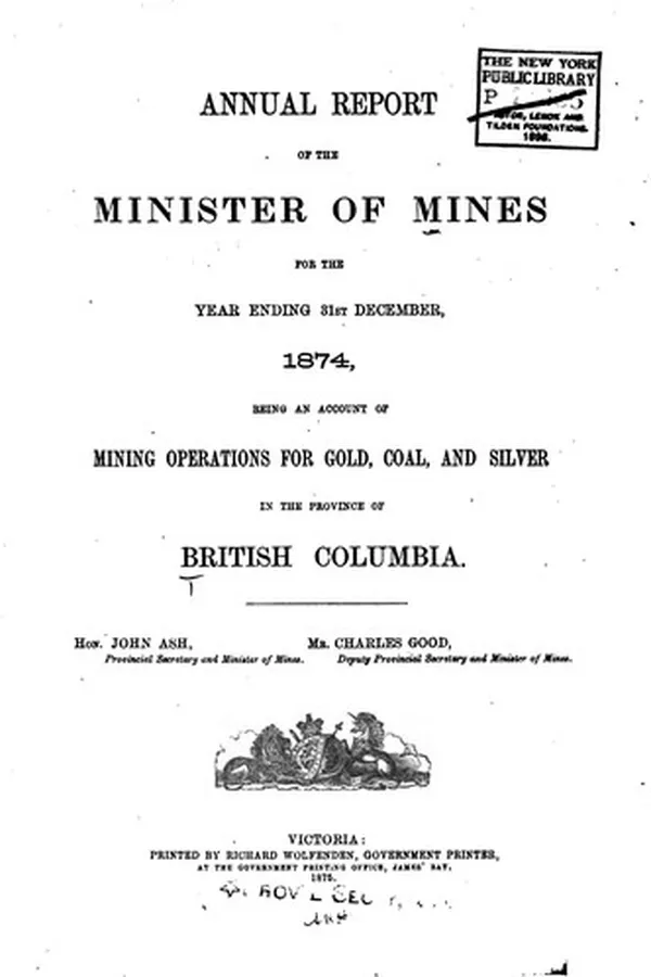 Capa de Annual Report of the Minister of Mines for the Year Ending ...