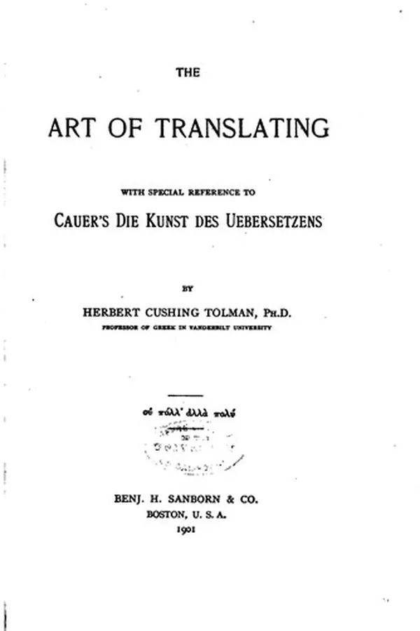 Capa de The art of translating: with special reference to Cauer's Die Kunst des ...