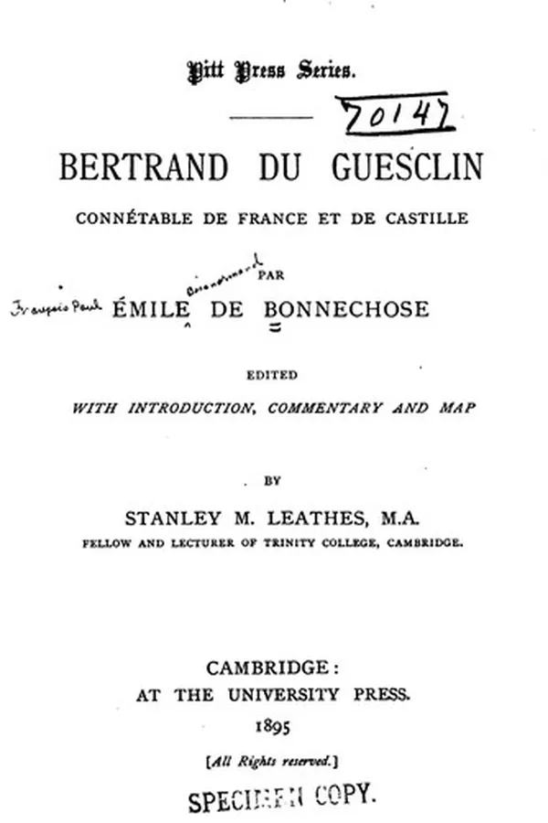Capa de Bertrand Du Guesclin, Connétable de France Et de Castille,