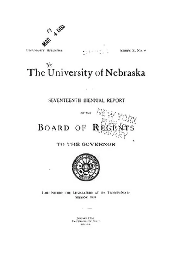 Capa de Biennial Report of the Board of Regents to the Governor