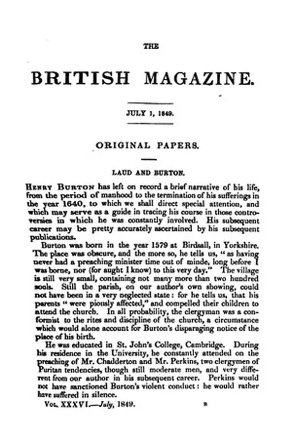 Capa de THE BRITISH MAGAZINE AND MONTHLY REGISTER OF RELIGIOUS AND ECCLESIASTICAL INFORMATION, PAROCHIAL ...
