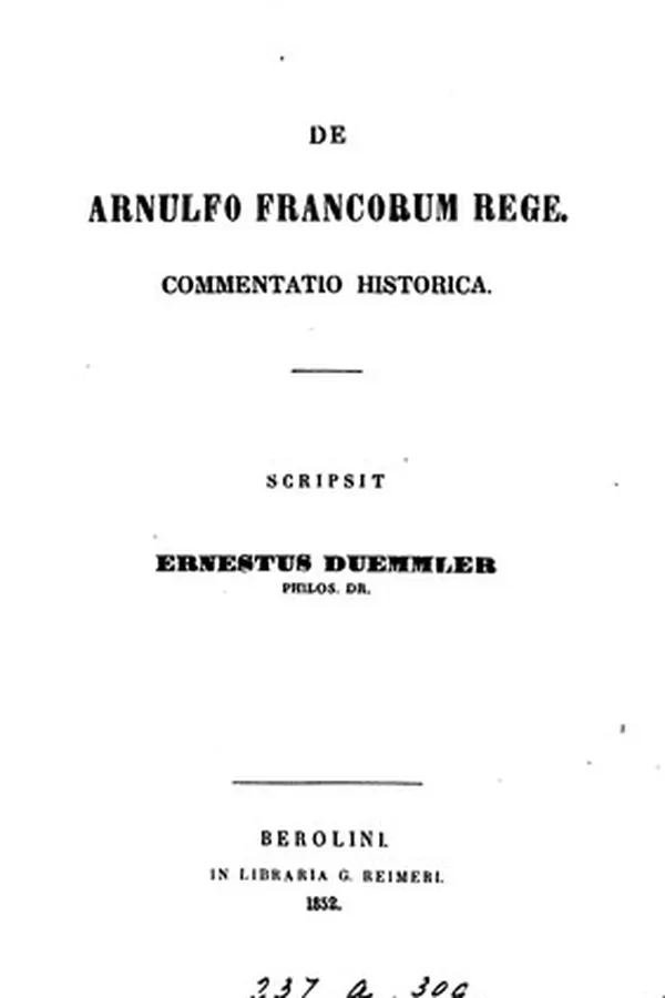 Capa de De Arnulfo Francorum rege commentatio historica