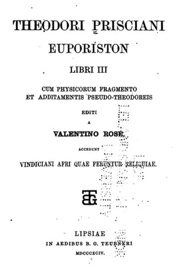 Capa de Euporiston libri iii: cum physicorum fragmento et additamentis pseudo-Theodoreis