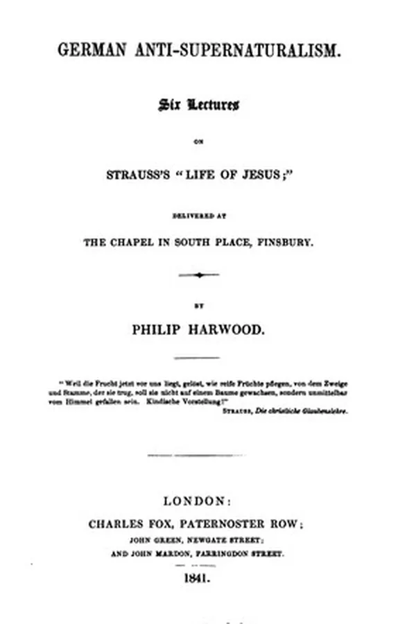 Capa de German anti-supernaturalism, 6 lects. on Strauss's 'Life of Jesus'.