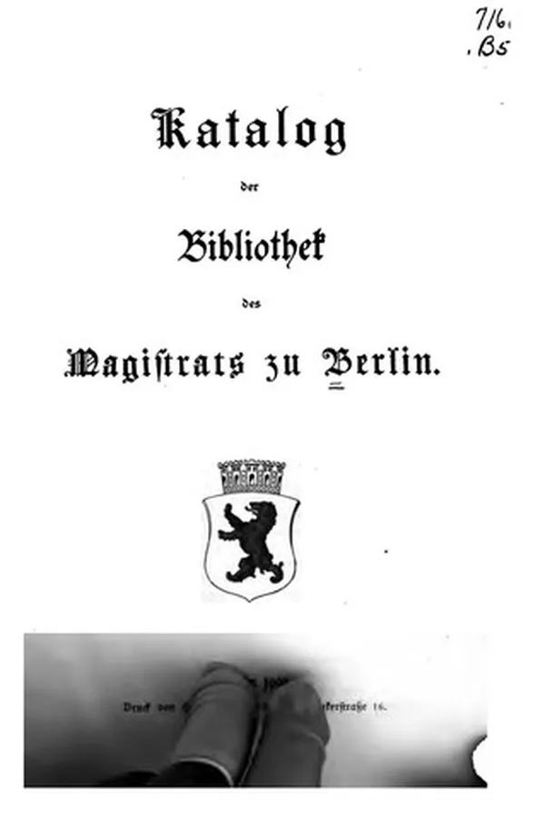 Capa de Katalog der Bibliothek des Magistrats zu Berlin--1.-4. Nachtrag
