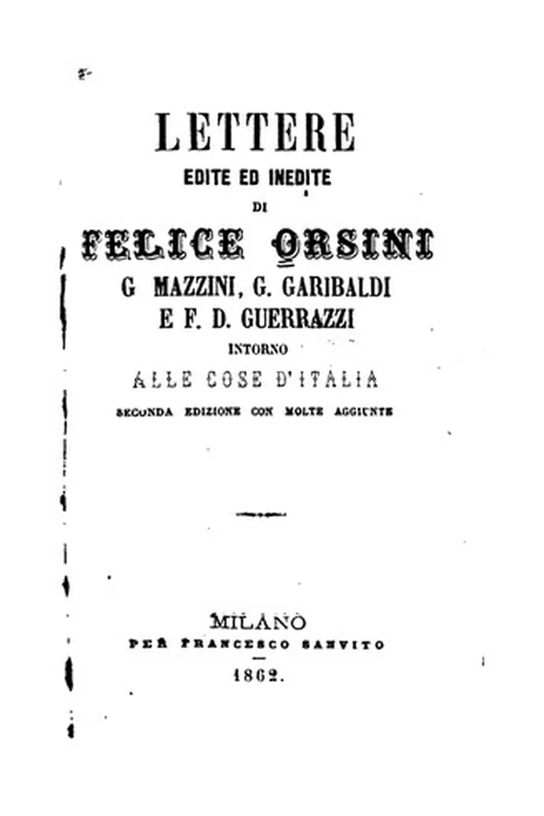 Capa de Lettere edite ed inedite di Felice Orsini