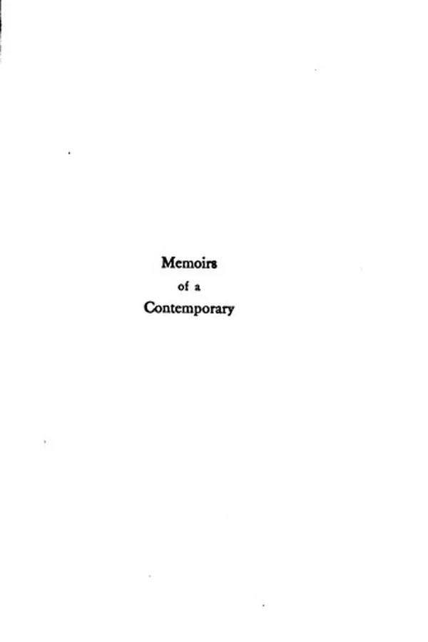 Capa de Memoirs of a Contemporary: Being Reminiscences
