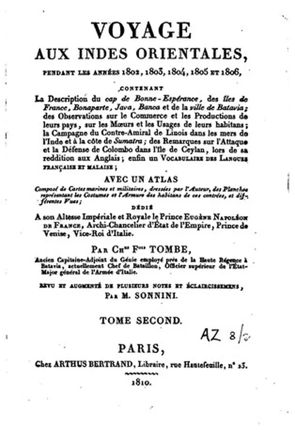 Capa de Voyage aux indes orientales pendant, les années 1802, 1803, 1804, 1805 et ...