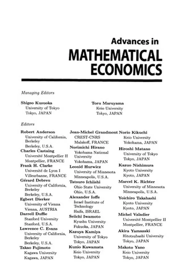 Capa de Advances in Mathematical Economics