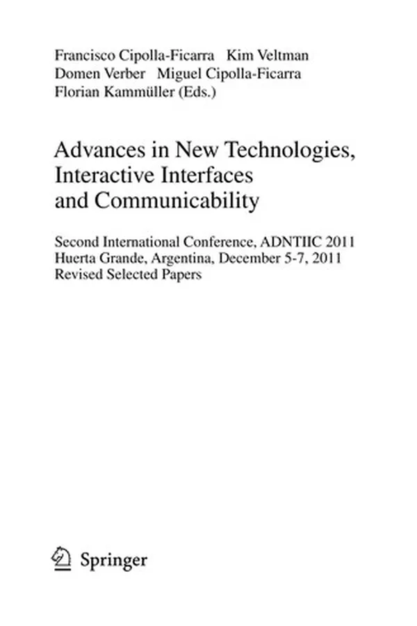 Capa de Advances in New Technologies, Interactive Interfaces and Communicability