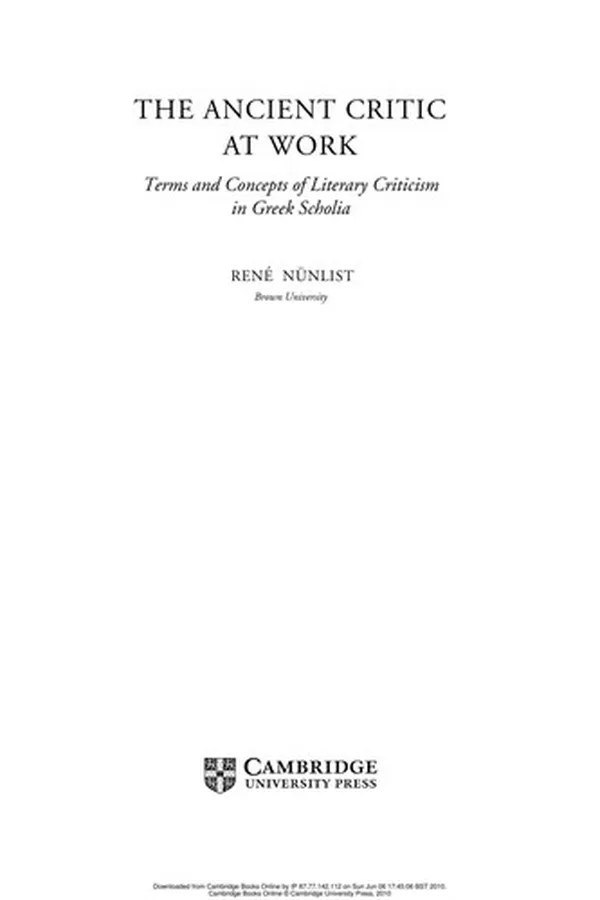 Capa de The Ancient Critic at Work
