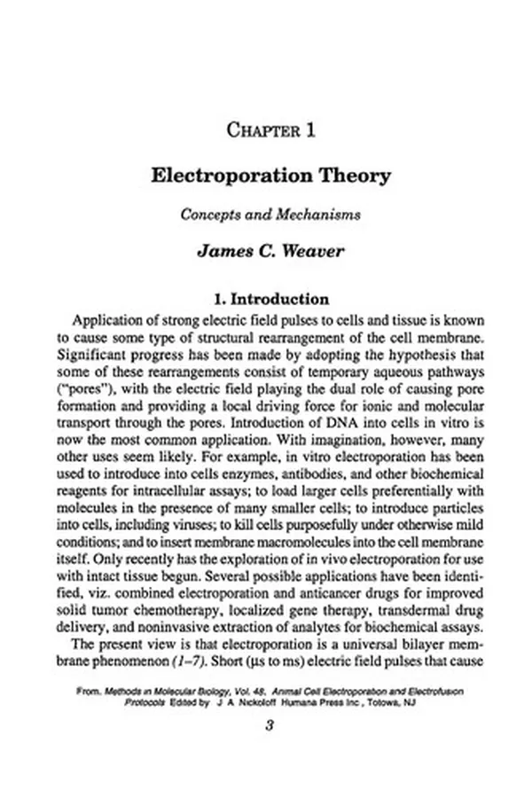 Capa de Animal cell electroporation and electrofusionprotocols