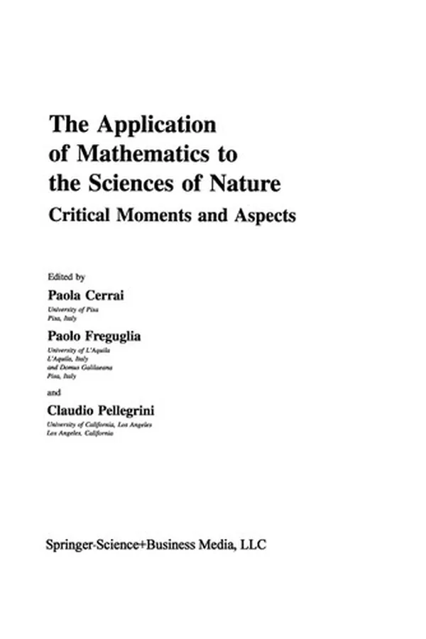 Capa de The Application of Mathematics to the Sciences of Nature