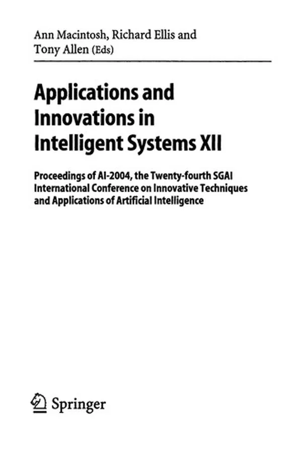 Capa de Applications and innovations in intelligent systems XII