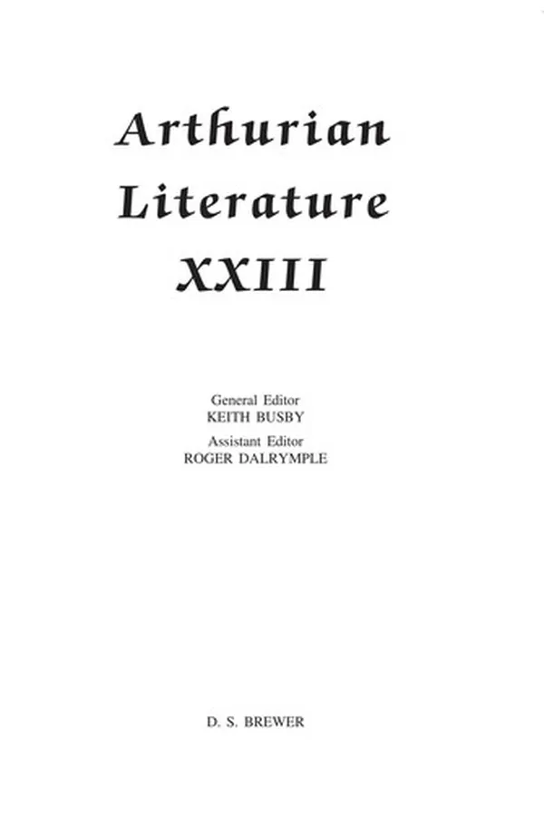 Capa de Arthurian Literature XXIII