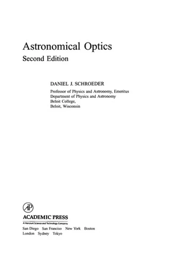 Cover of Astronomical optics