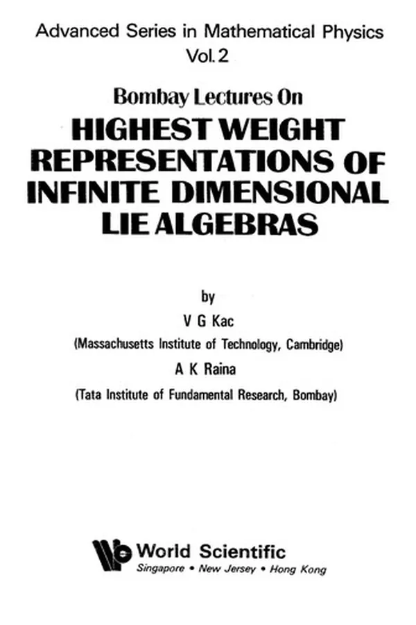 Capa de Bombay lectures on highest weight representations of infinite dimensional lie algebras