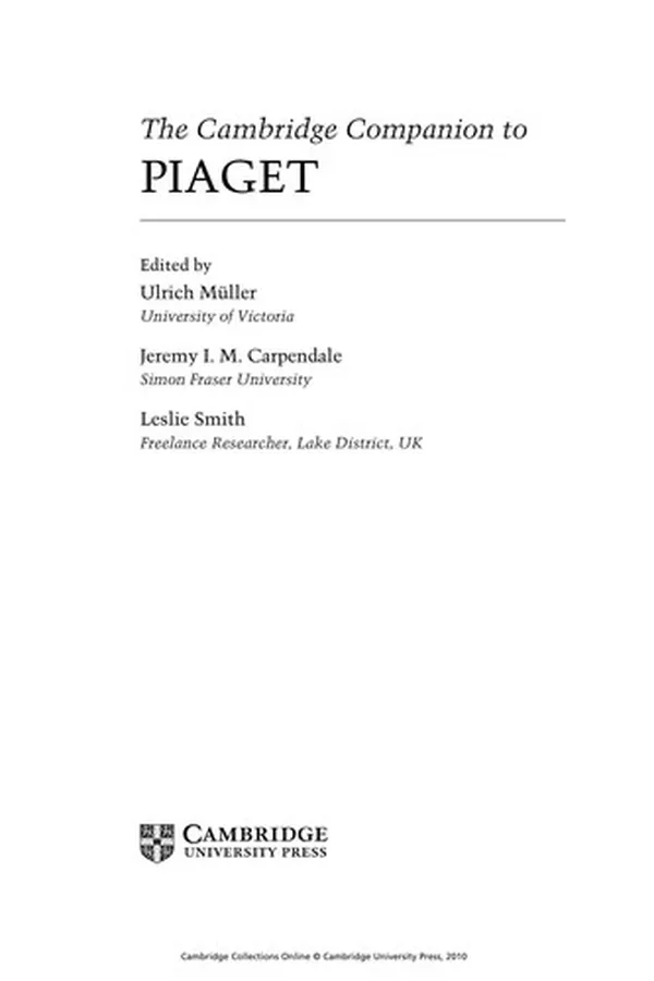 Capa de The Cambridge companion to Piaget