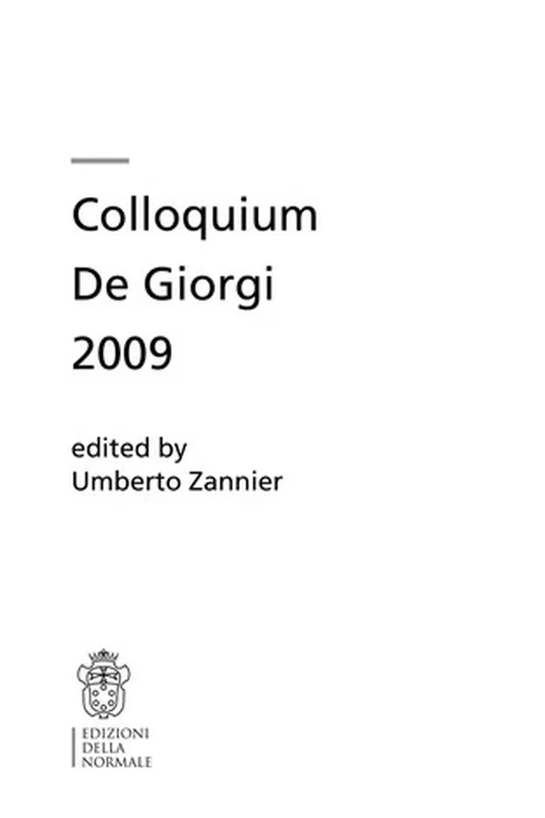 Capa de Colloquium De Giorgi 2009