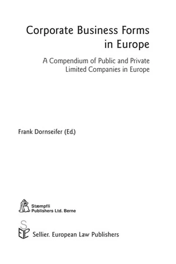 Capa de Corporate business forms in Europe