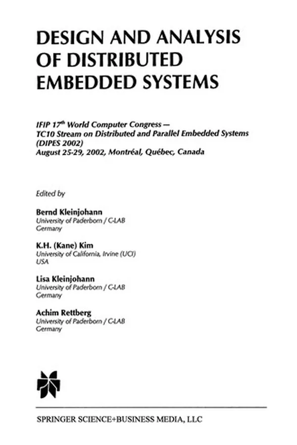 Cover of Design and Analysis of Distributed Embedded Systems