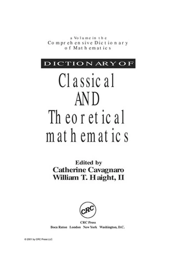 Capa de Dictionary of classical and theoretical mathematics