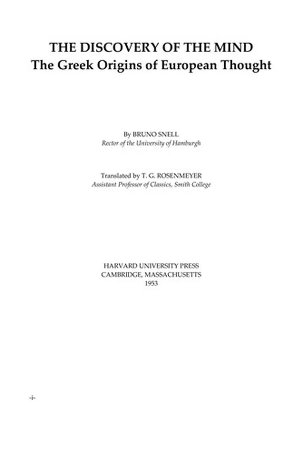 Capa de The discovery of the mind in Greek philosophy and literature