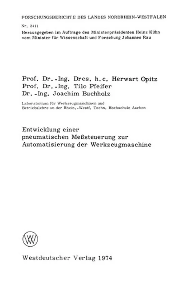 Capa de Entwicklung einer pneumatischen Meßsteuerung zur Automatisierung der Werkzeugmaschine