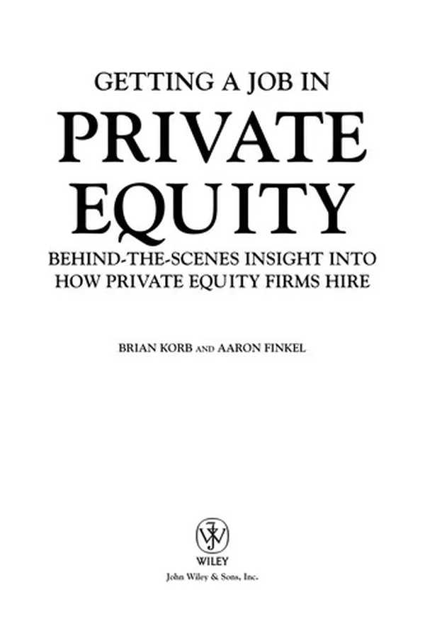 Capa de Getting a job in private equity