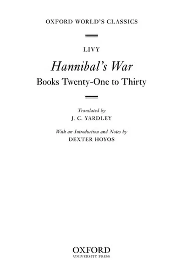 Capa de HANNIBAL'S WAR: BOOKS TWENTY-ONE TO THIRTY; ED. BY DEXTER HOYOS