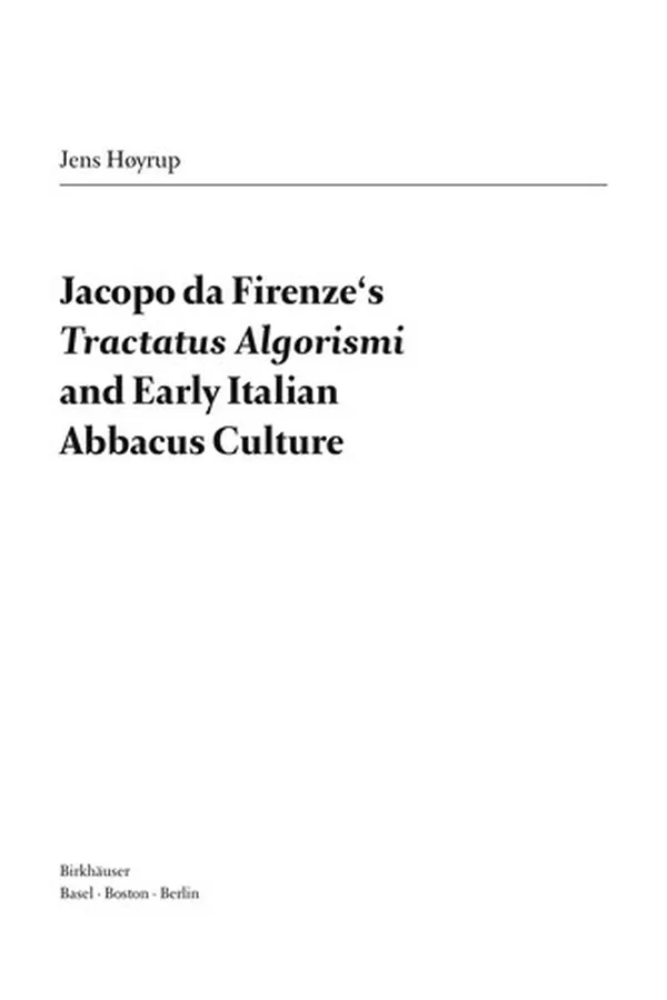 Capa de Jacopo da Firenze's Tractatus algorismi and early Italian abbacus culture
