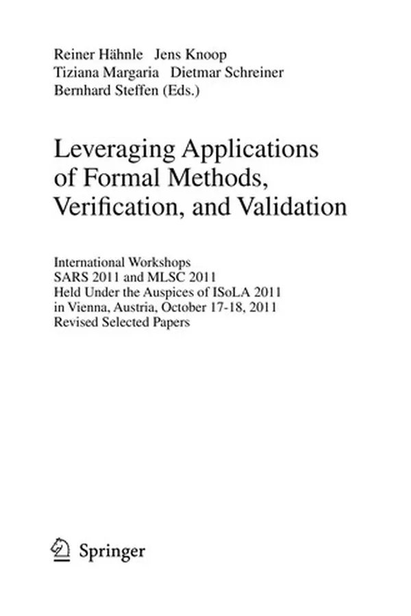 Capa de Leveraging Applications of Formal Methods, Verification, and Validation
