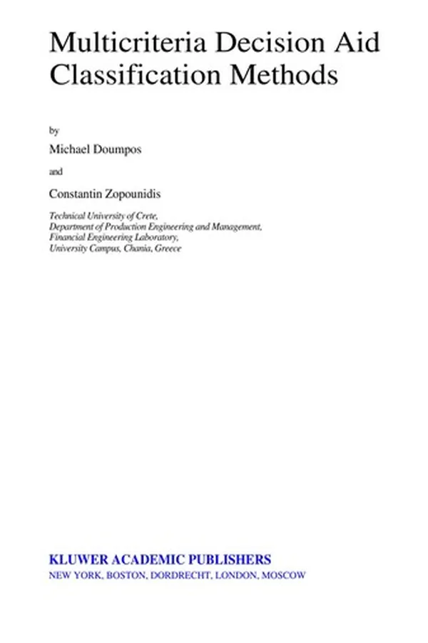 Cover of Multicriteria decision aid classification methods
