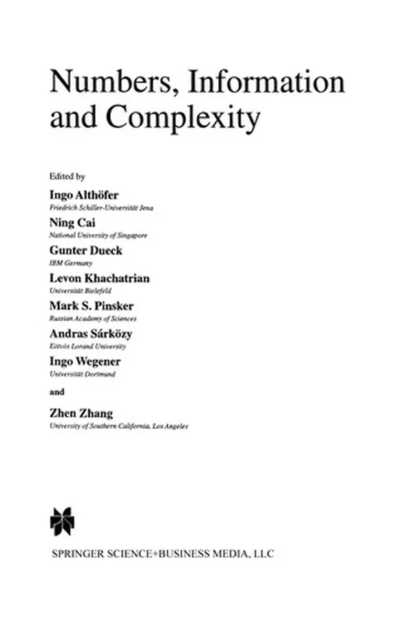 Capa de Numbers, Information and Complexity