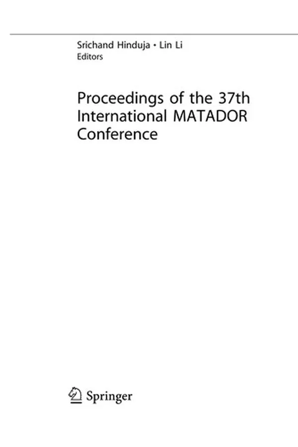 Capa de Proceedings of the 37th International MATADOR Conference
