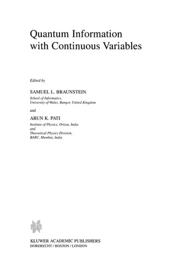 Cover of Quantum Information with Continuous Variables