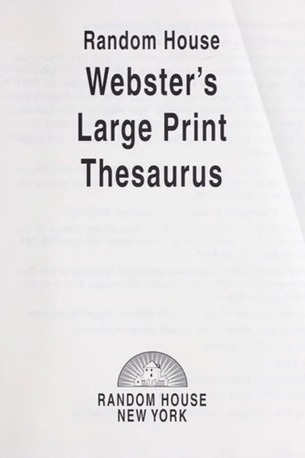 Capa de Random House Webster's large print thesaurus