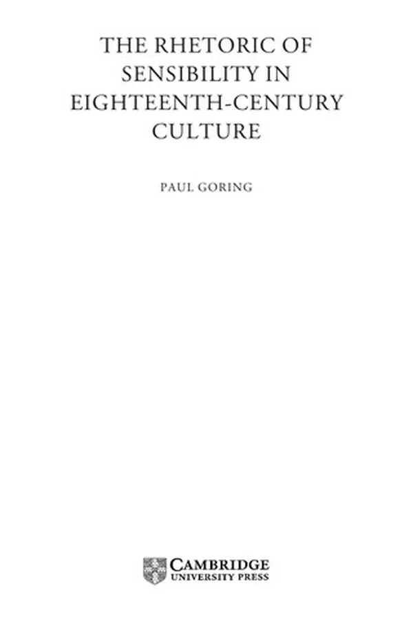 Capa de RHETORIC OF SENSIBILITY IN EIGHTEENTH-CENTURY CULTURE