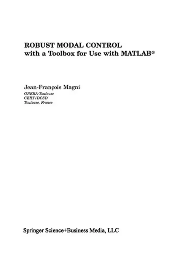 Capa de Robust Modal Control with a Toolbox for Use with MATLAB®