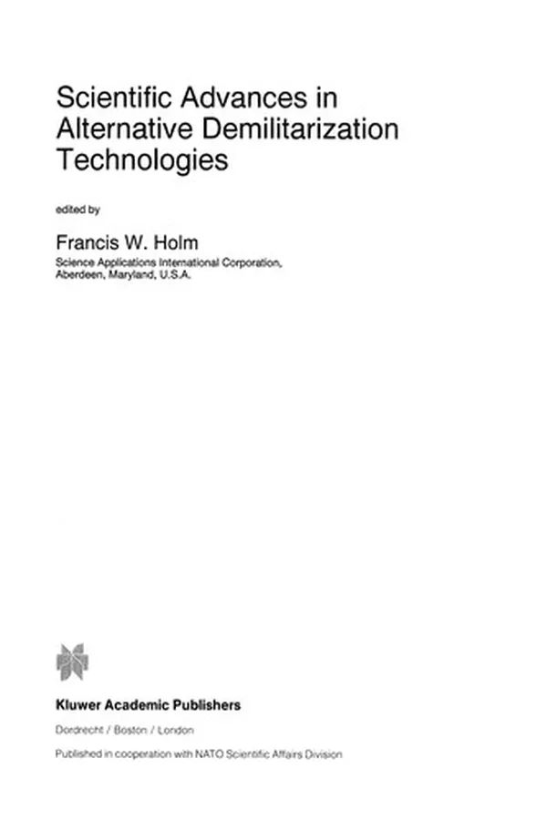 Capa de Scientific Advances in Alternative Demilitarization Technologies