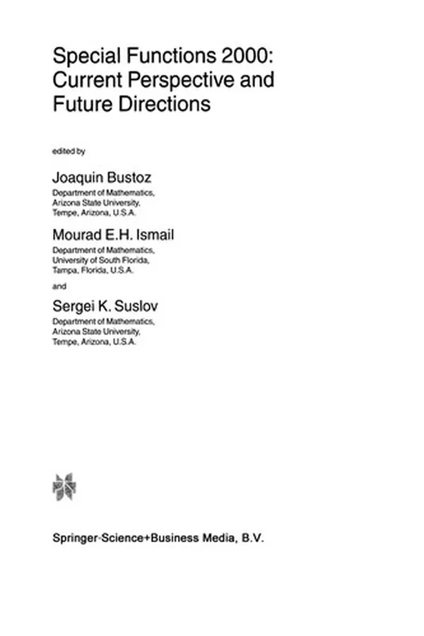 Capa de Special Functions 2000: Current Perspective and Future Directions