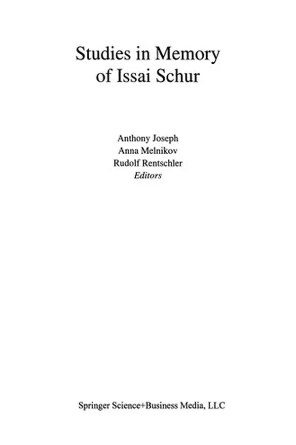 Capa de Studies in Memory of Issai Schur