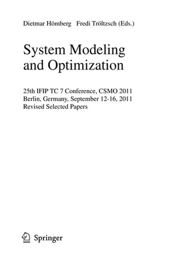 Cover of System Modeling and Optimization