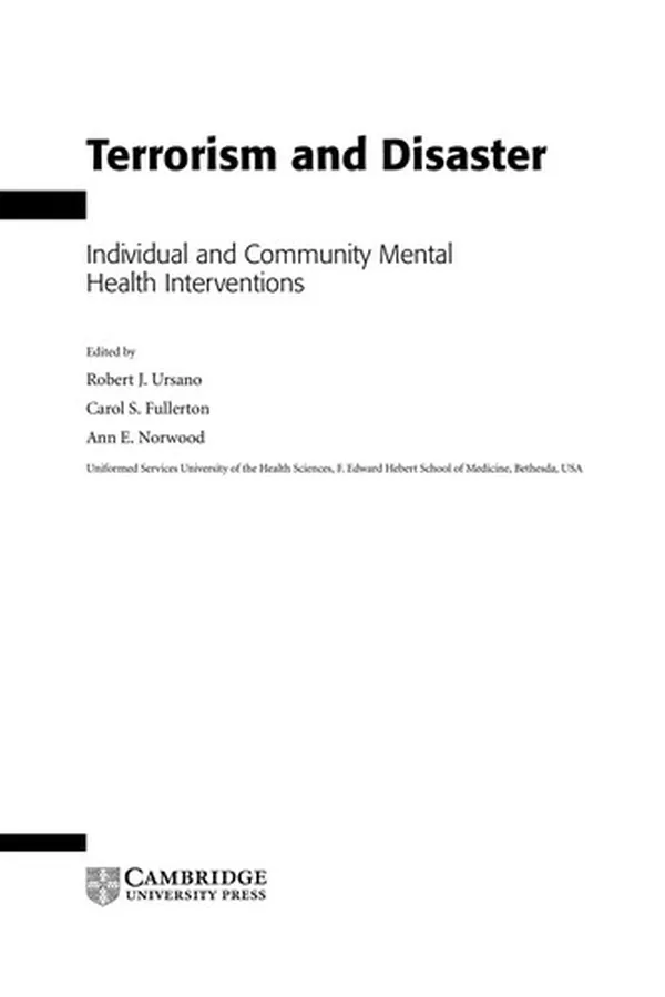 Capa de TERRORISM AND DISASTER: INDIVIDUAL AND COMMUNITY MENTAL HEALTH INTERVENTIONS; ED. BY ROBERT J. URSANO