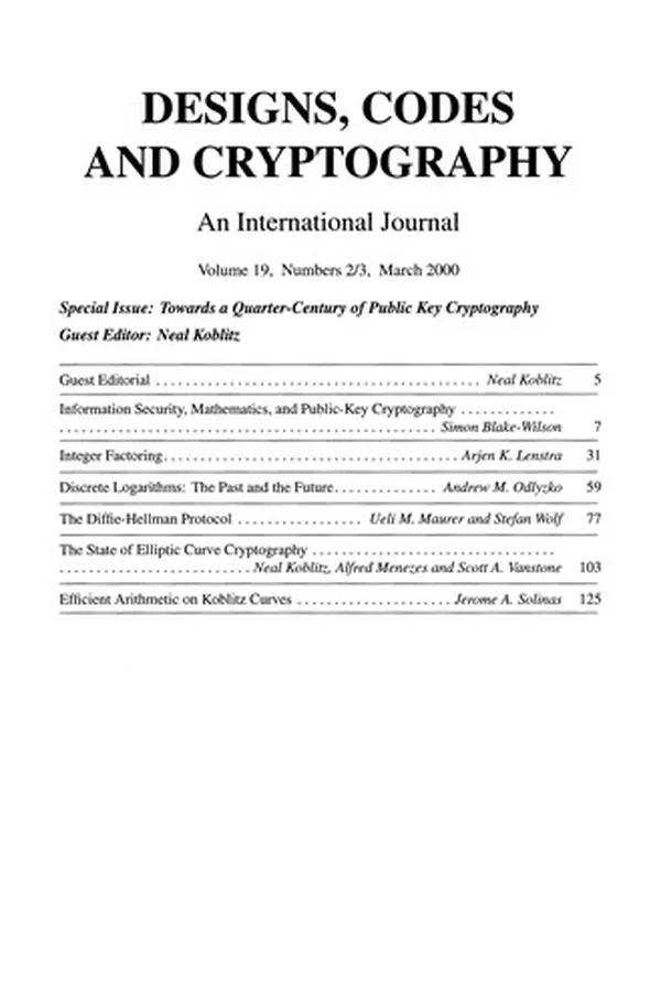 Capa de Towards a Quarter-Century of Public Key Cryptography