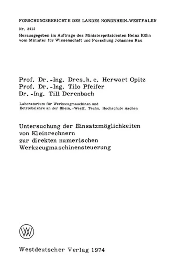 Capa de Untersuchung der Einsatzmöglichkeiten von Kleinrechnern zur direkten numerischen Werkzeugmaschinensteuerung