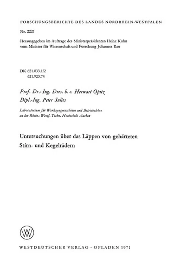 Capa de Untersuchungen über das Läppen von gehärteten Stirn- und Kegelrädern